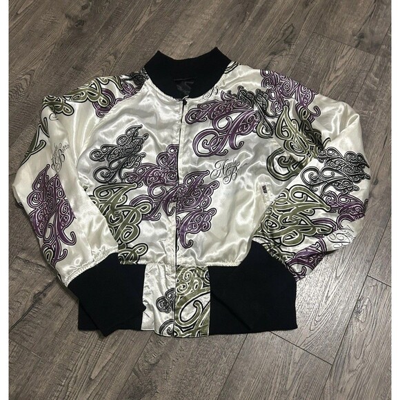 RARE Vintage Y2K Medium Reversible Apple bottom Jeans Satin Jacket - Picture 5 of 7